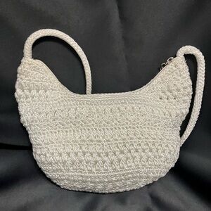 Elegant Cream Crochet Shoulder Bag